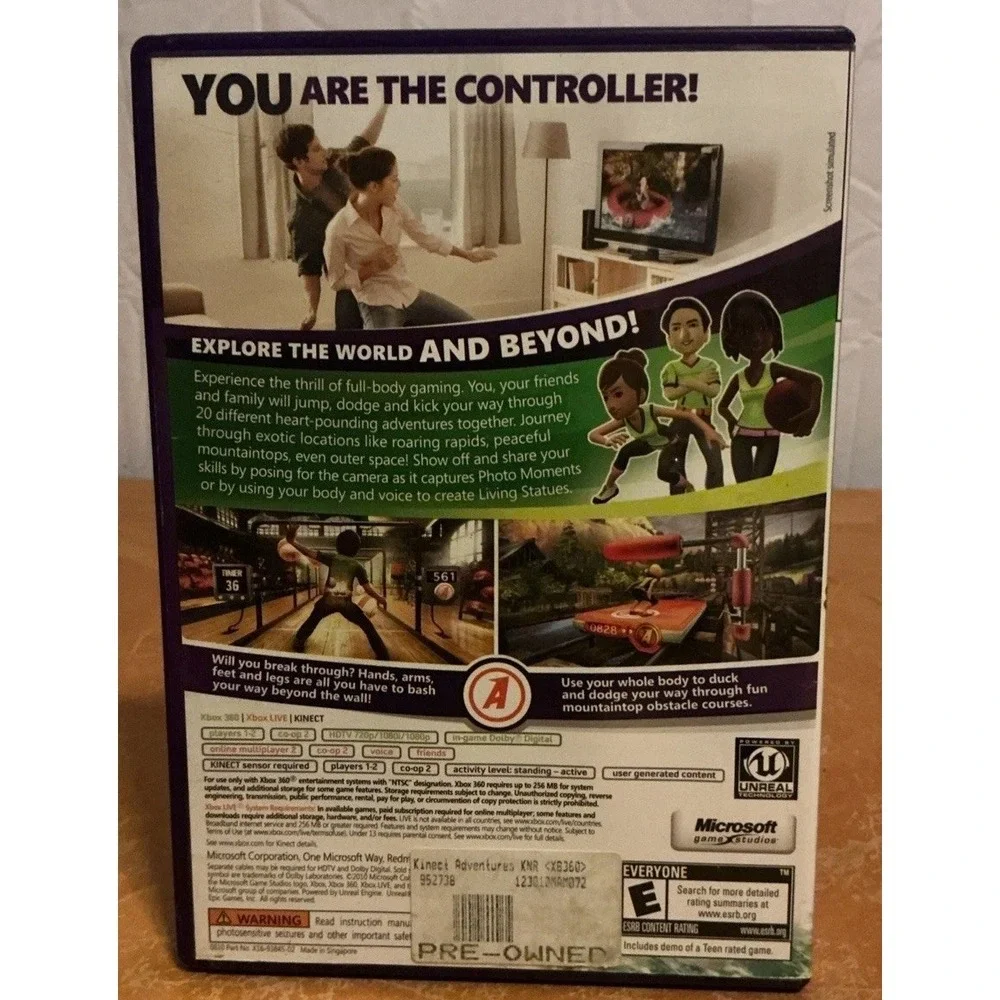 Kinect Adventures! (Xbox 360 & Xbox One Compatible), Some Scratches, Not Tested